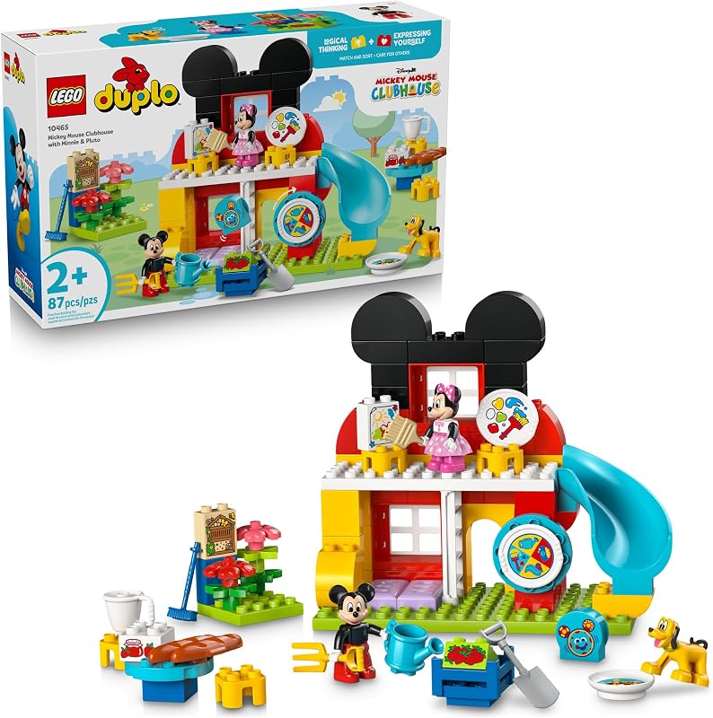 LEGO DUPLO Disney Mickey Mouse Clubhouse with Minnie Pluto 10465 Birthday Gifts for Girls Boys Ages 2 Disney Building Toy for Toddlers 87 pieces Fine Motor Skills Figures Playset