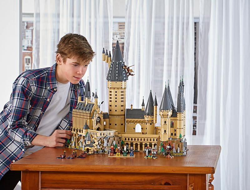 LEGO Harry Potter Hogwarts Castle 71043 Building Set Model Kit with Minifigures Featuring Wand Boats and Spider Figure Gryffindor and Hufflepuff Accessories Collectible for Adults and Teens