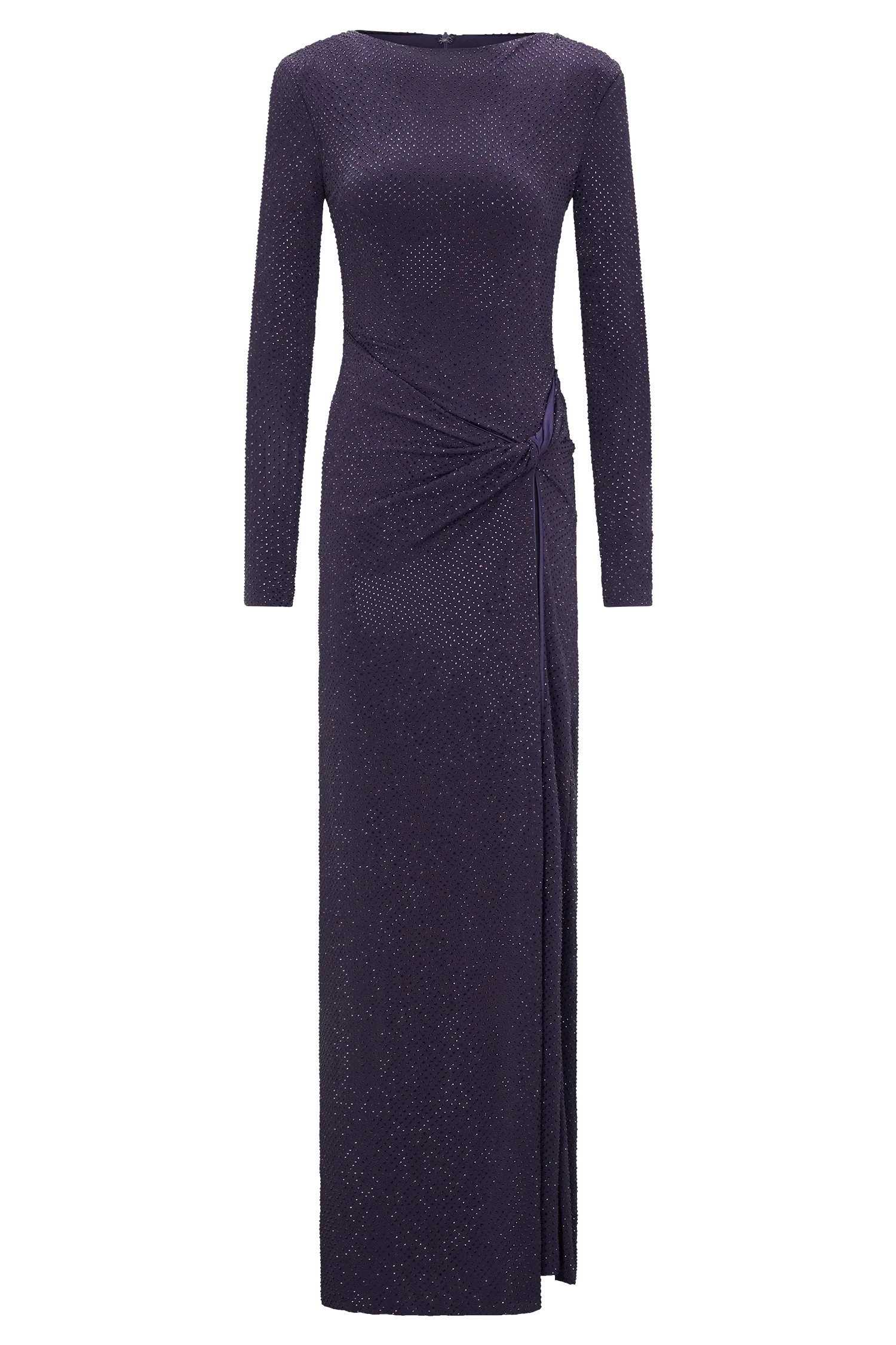 Deanna Long Sleeve Diamante Maxi Dress Purple