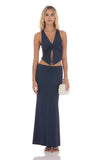 V Neck Twist Two Piece Set in Navy