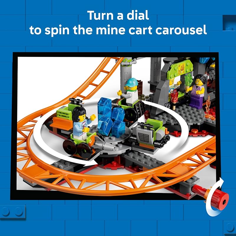 LEGO City Lava Land Roller Coaster Park 60501 Building Toys for Boys Girls Ages 8 Functioning Rides 8 Minifigures 1165 pieces Gift for Birthdays