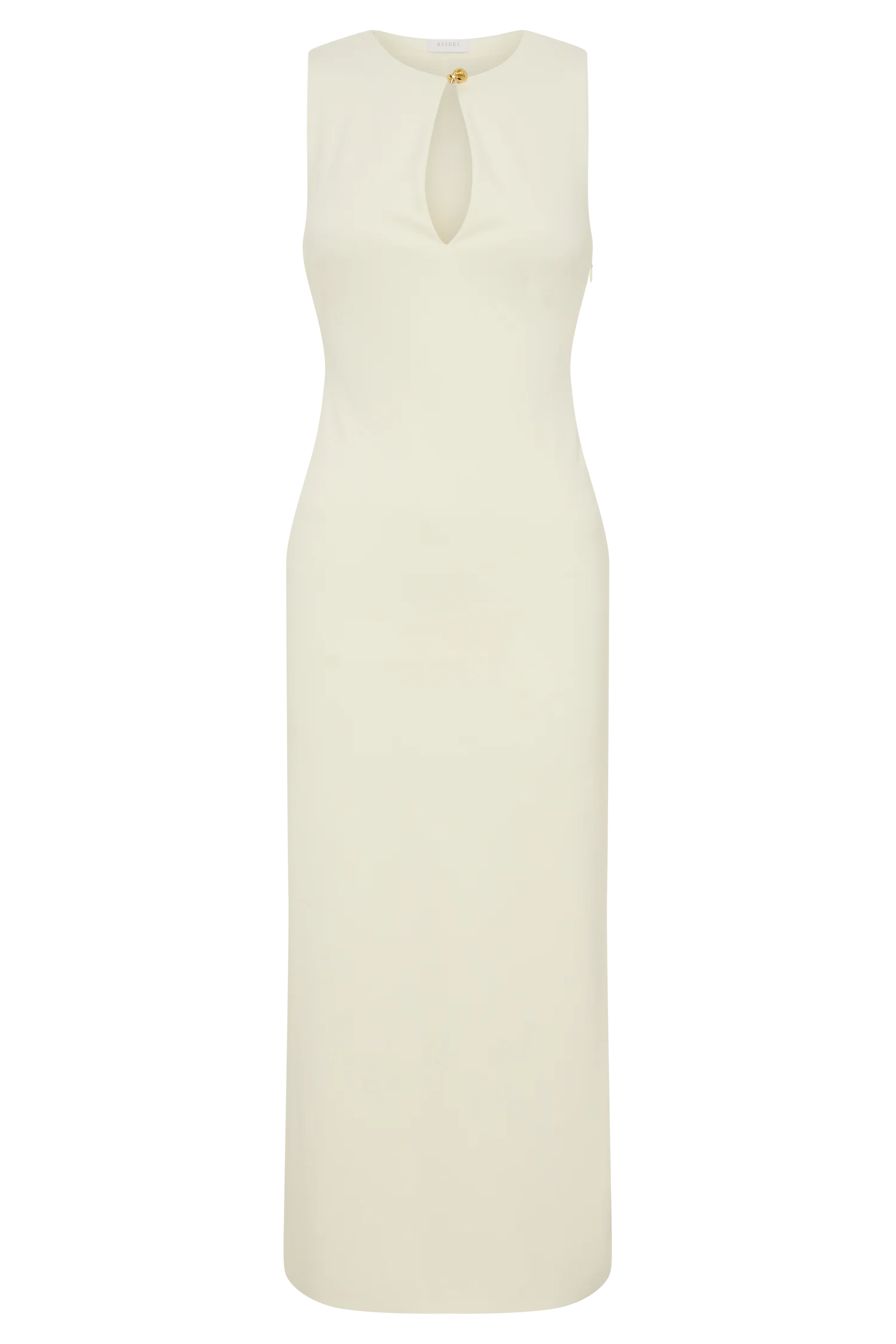 Norah Sleeveless Crepe Midi Dress Ivory
