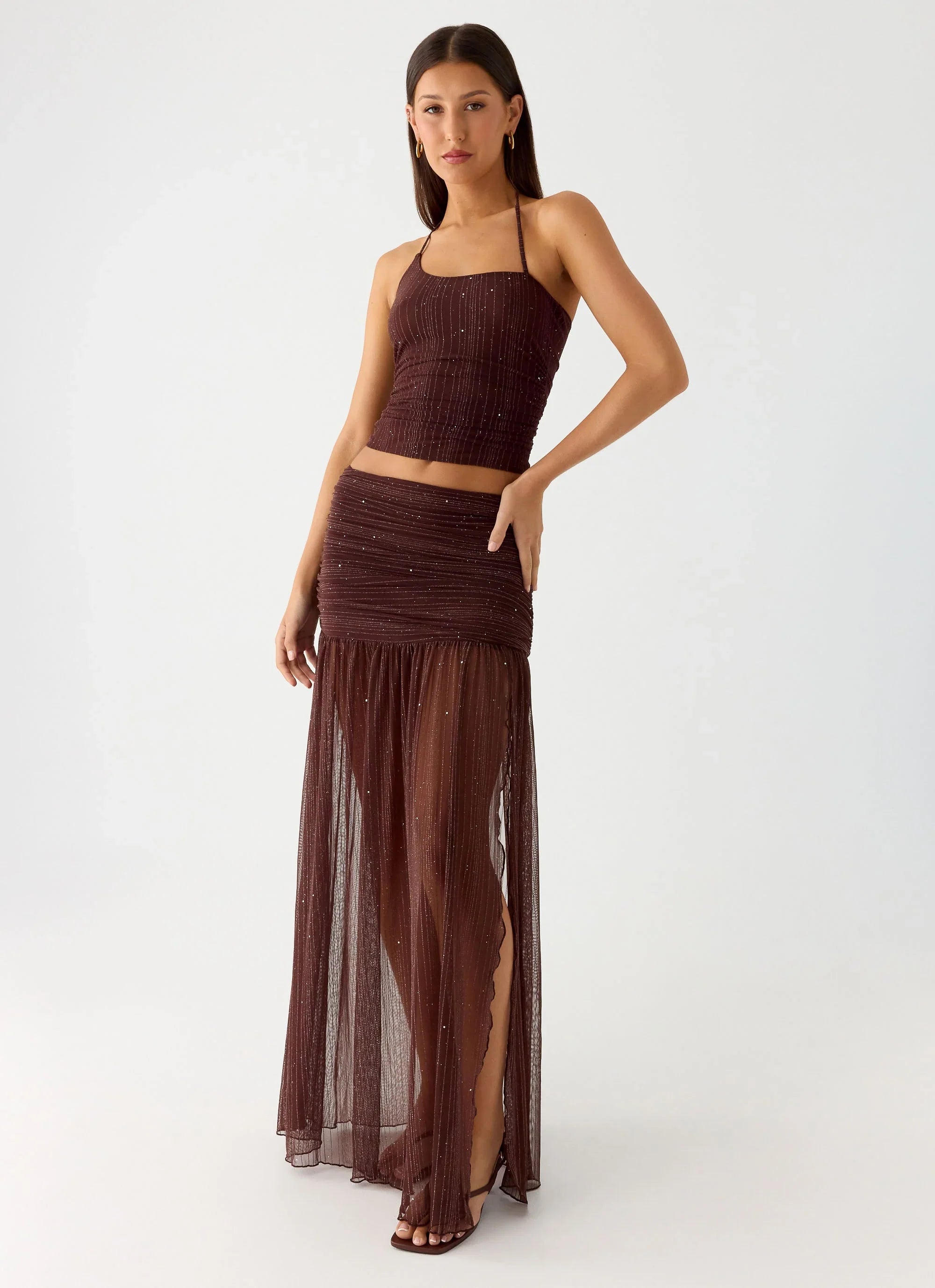 Sparkling Night Maxi Skirt Chocolate
