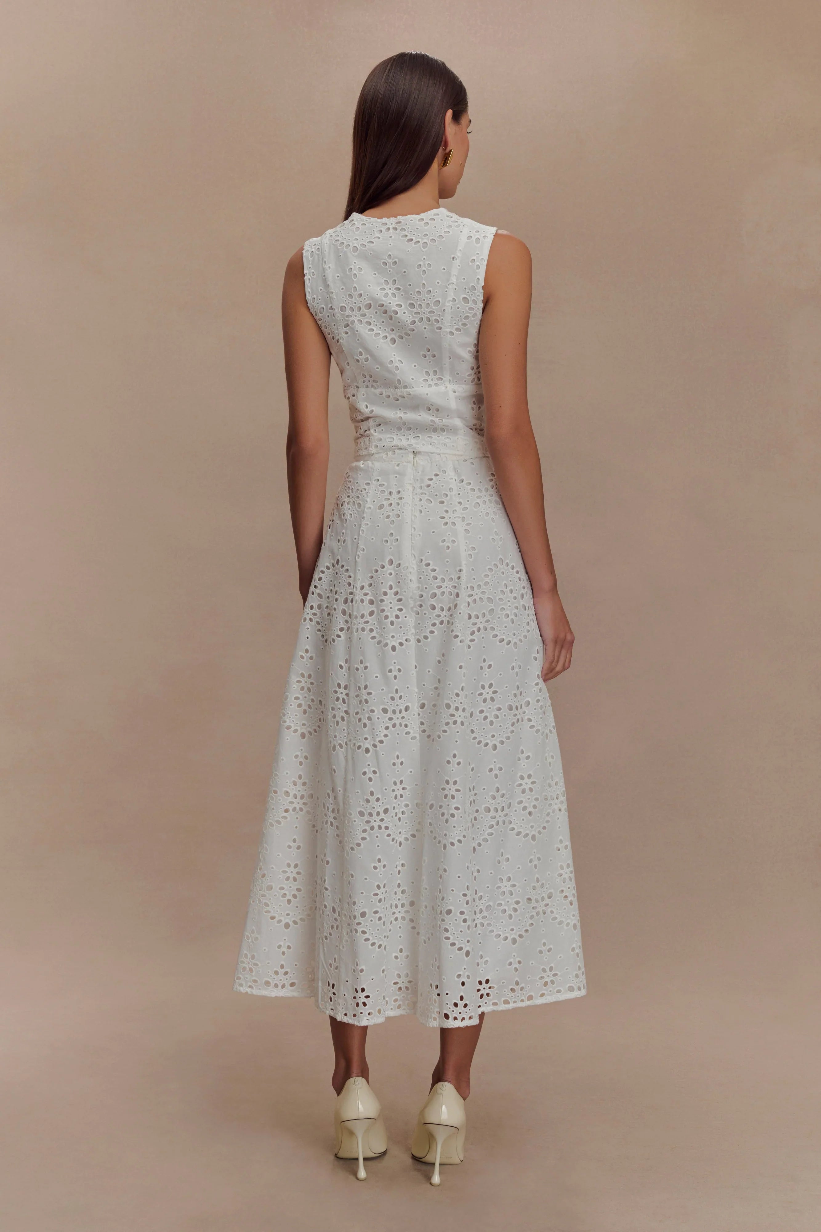 Arla Sleeveless Broderie Top White
