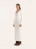 Off White Drop Waist Knitted Maxi Dress