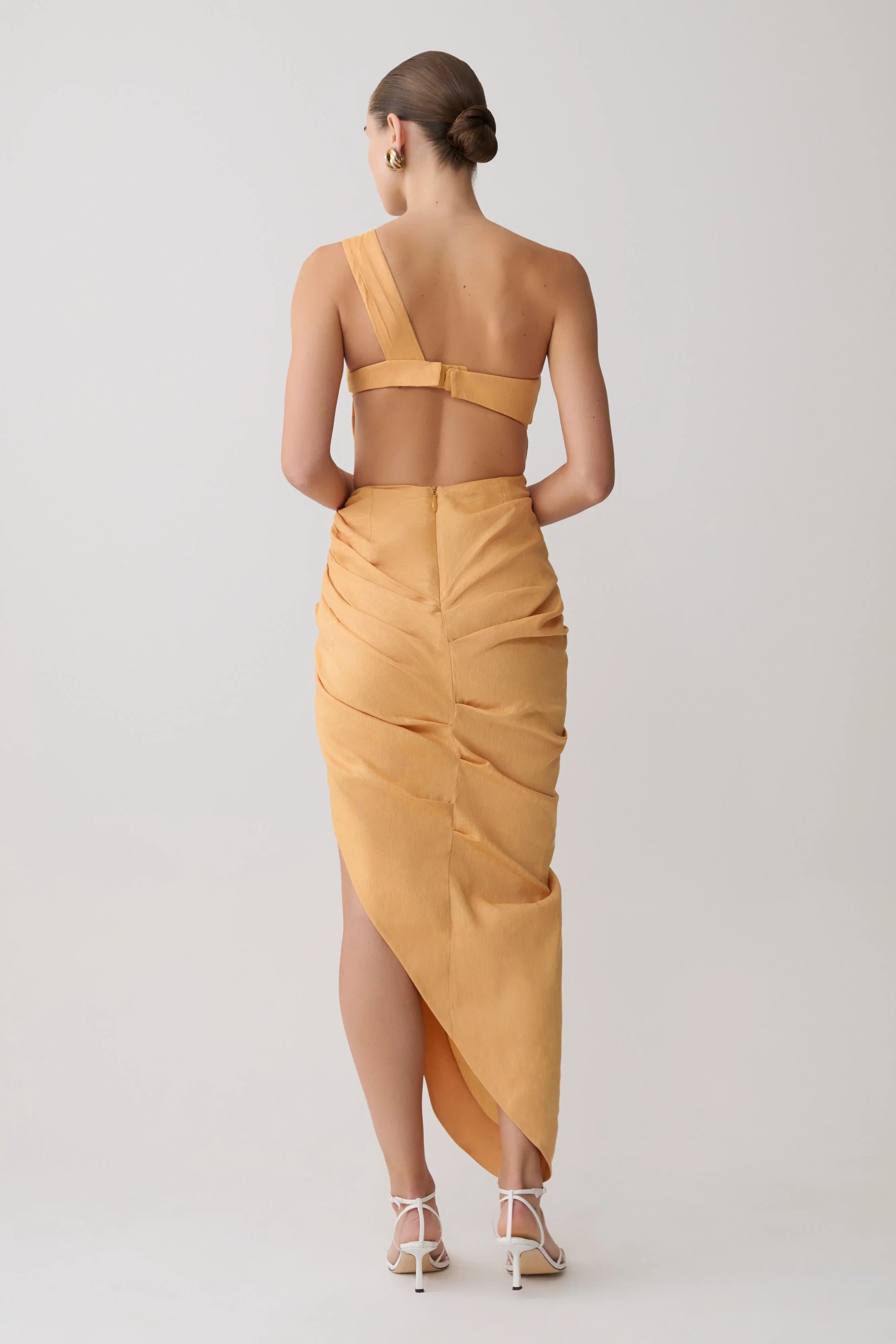 Birgit Linen Midi Dress With Hardware Deep Peach
