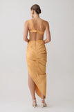 Birgit Linen Midi Dress With Hardware Deep Peach