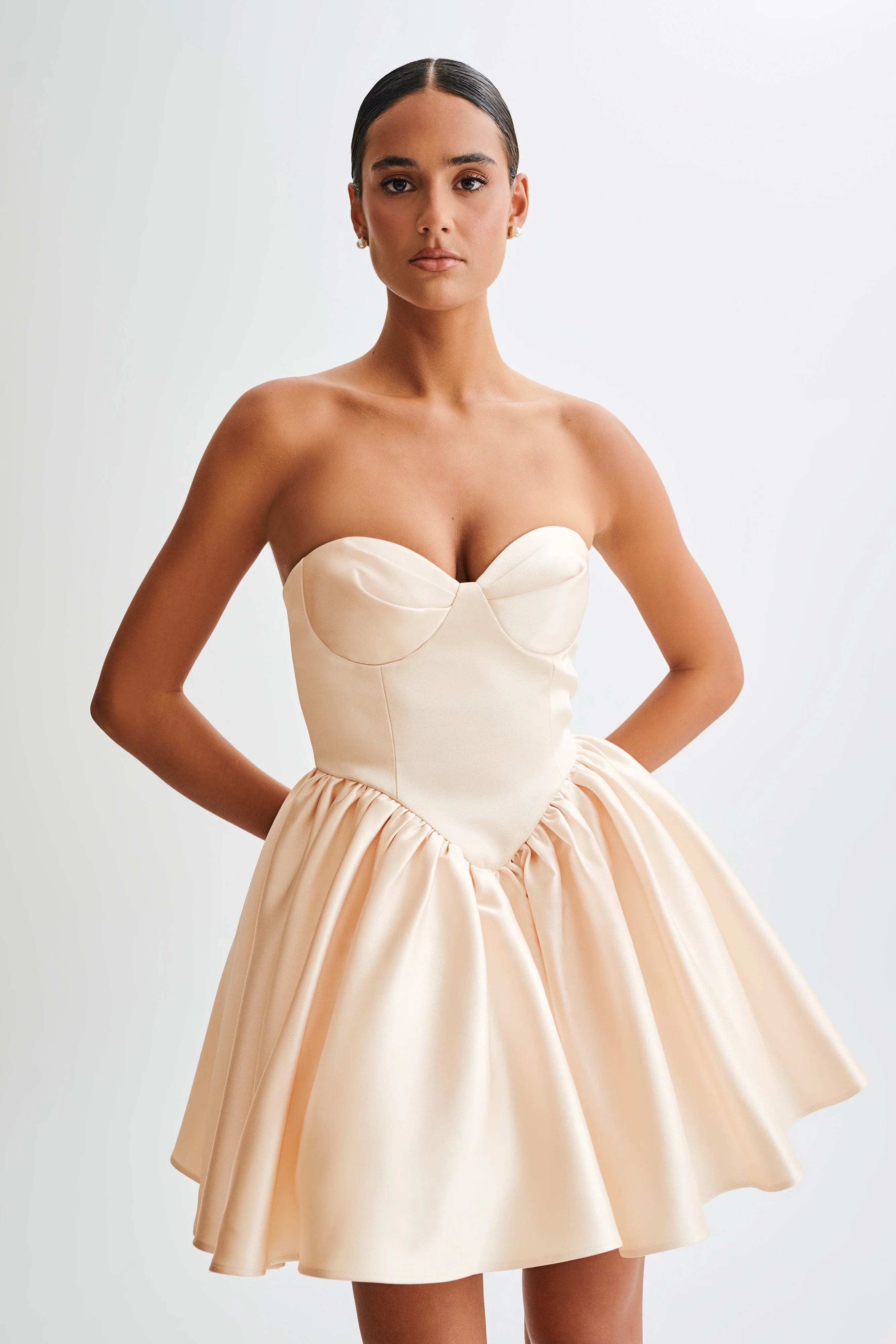 Hollie Structured Corset Mini Dress Gold