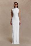 Wisteria Slinky Maxi Dress With Scarf White