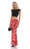 Mesh Rose Maxi Skirt in Red