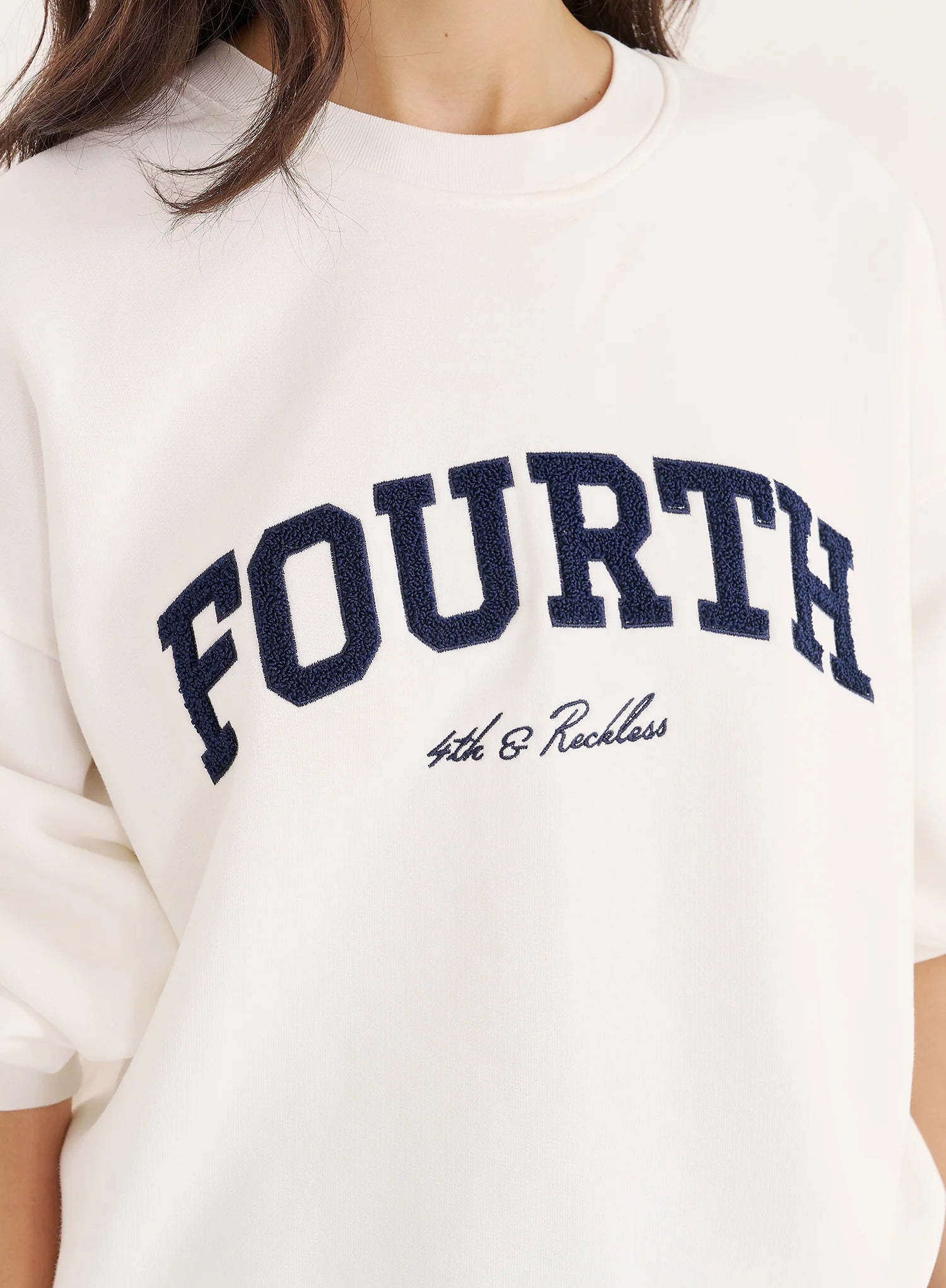 White Fourth Embroidered Branded Sweatshirt