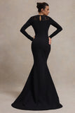 Campbell Black Long Sleeve Maxi Dress With Lace Detail