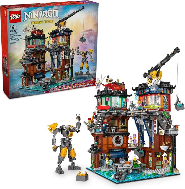 LEGO NINJAGO City Workshops Building Toy Ninja Set for Boys Girls Ages 14 Gift for Teens Includes 10 Minifigures and a Mech for Play and Display 71837