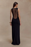 Marlon Crepe And Mesh Maxi Dress Black