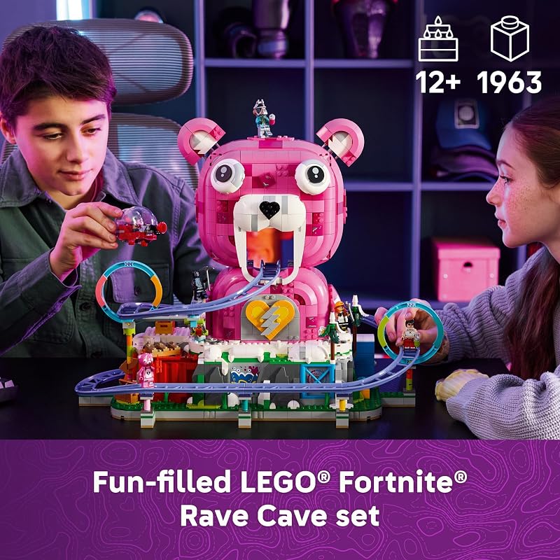 LEGO Fortnite Rave Cave 77082 Building Toy Boys Girls Ages 12 Display Play Model for Fans W 6 Minifigures 1963 pieces Gift for Gamers