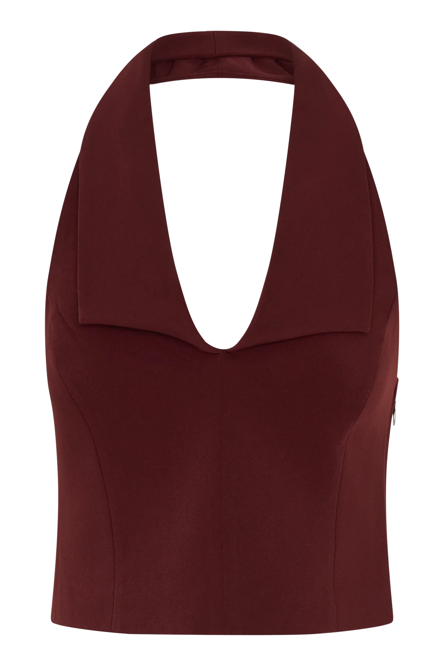 Calla Collared Sleeveless Halter Top Merlot