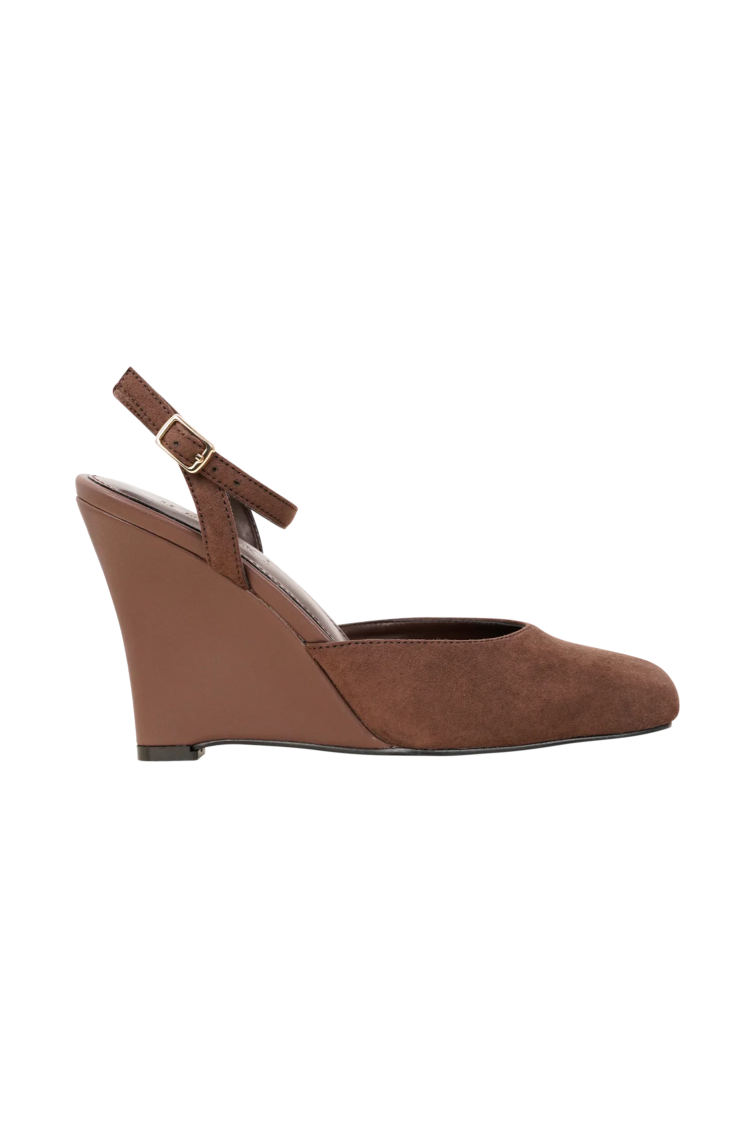 Kaleen Faux Suede Wedge Heel Chocolate