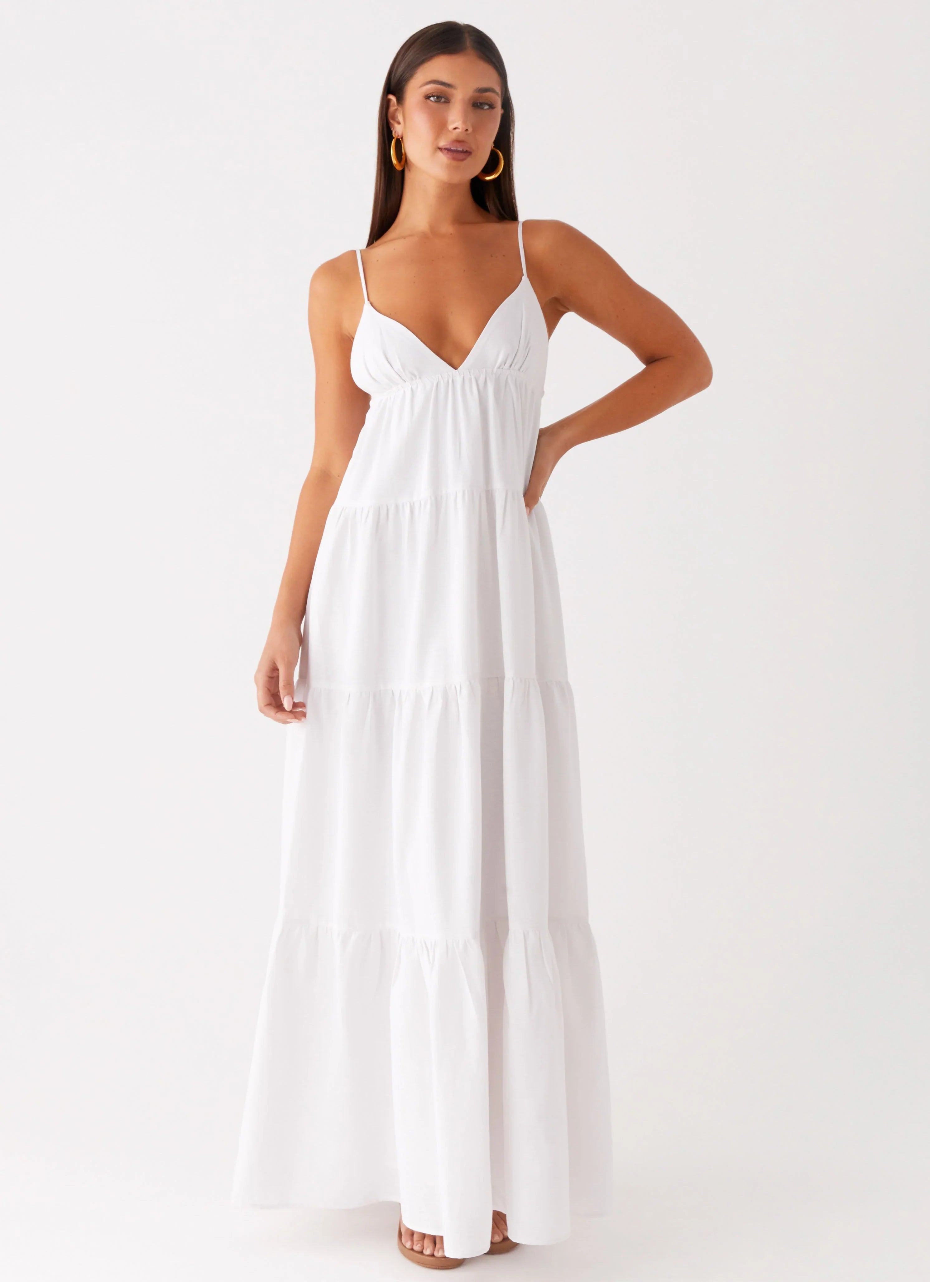 Lotty Linen Maxi Dress White