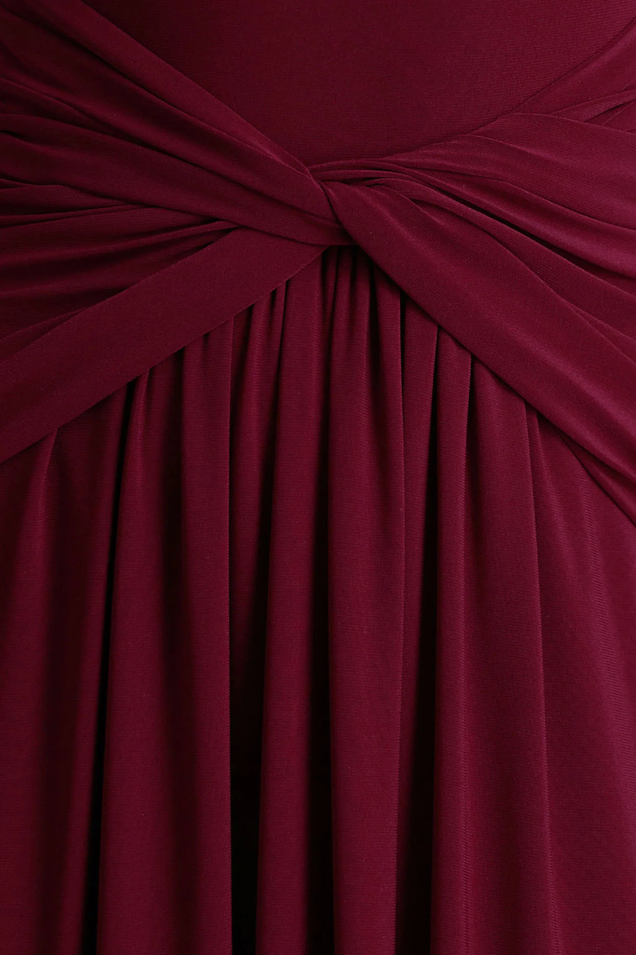 Estrella Berry High Neck Maxi Dress With Ruched Detailing