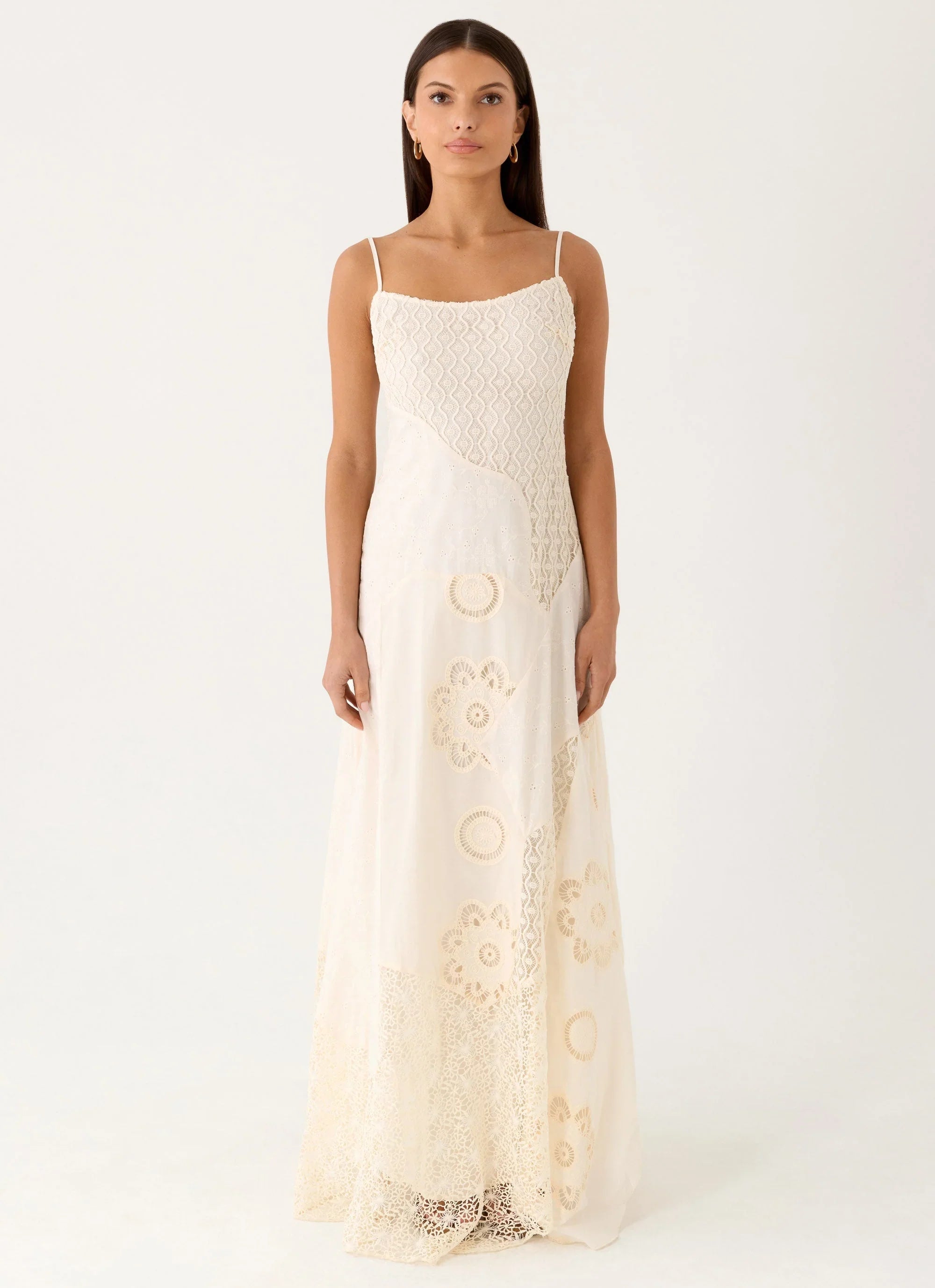 Fabienne Spliced Cotton Maxi Dress Ivory