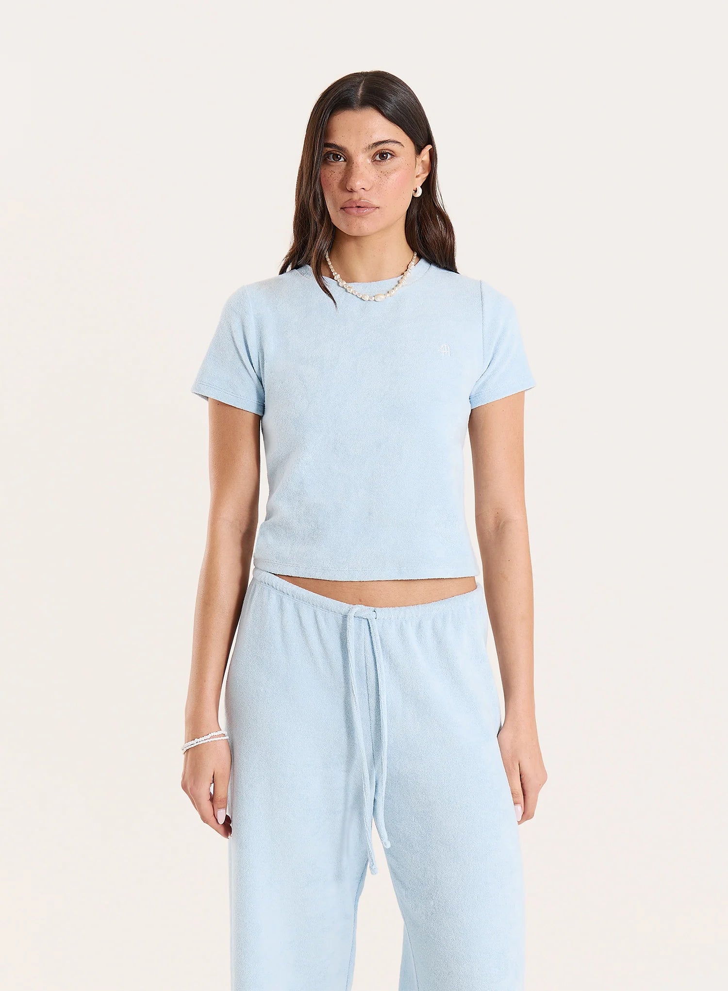 Light Blue Towelling Short Sleeve Top