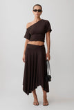 Luu Slinky Midi Skirt Dark Chocolate