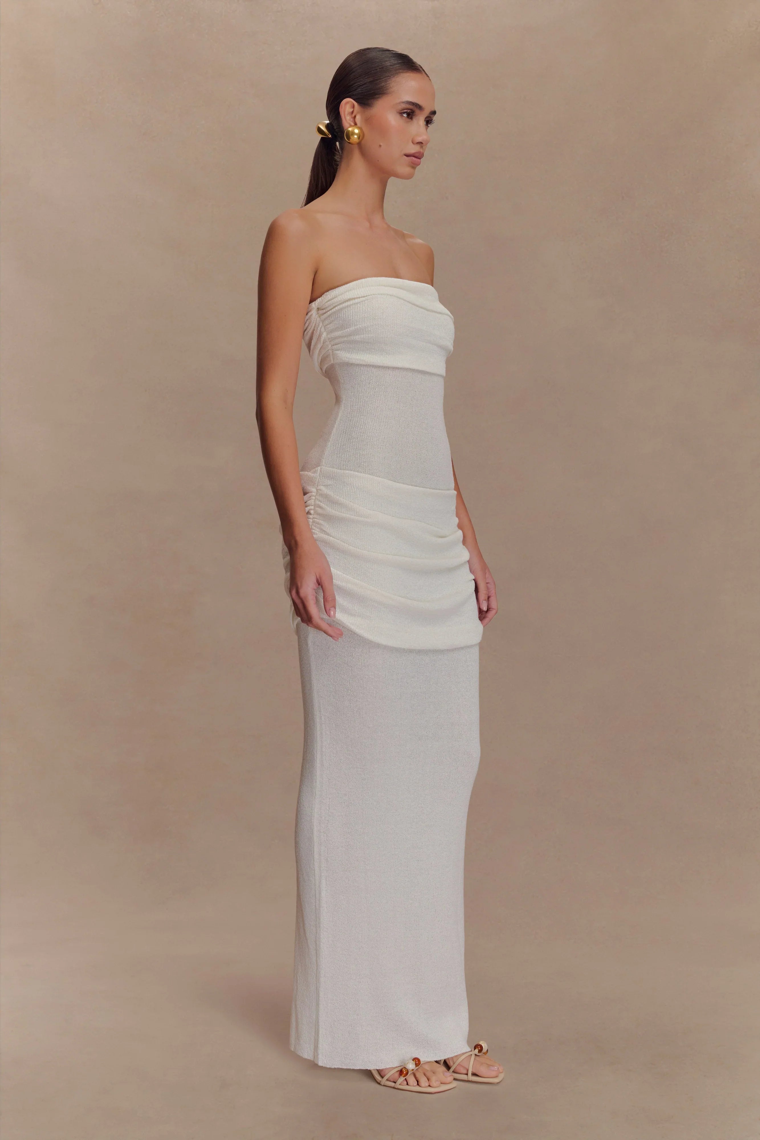Elora Strapless Knit Maxi Dress Ivory