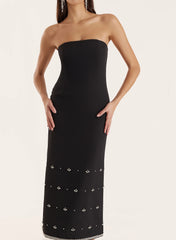 Black Embellished Bandeau Midaxi Dress