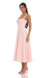 Ruched Corset Midi Dress in Pink