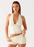 Roxy Halter Top Muted Yellow