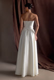 Florence Strapless Belted Maxi Dress White