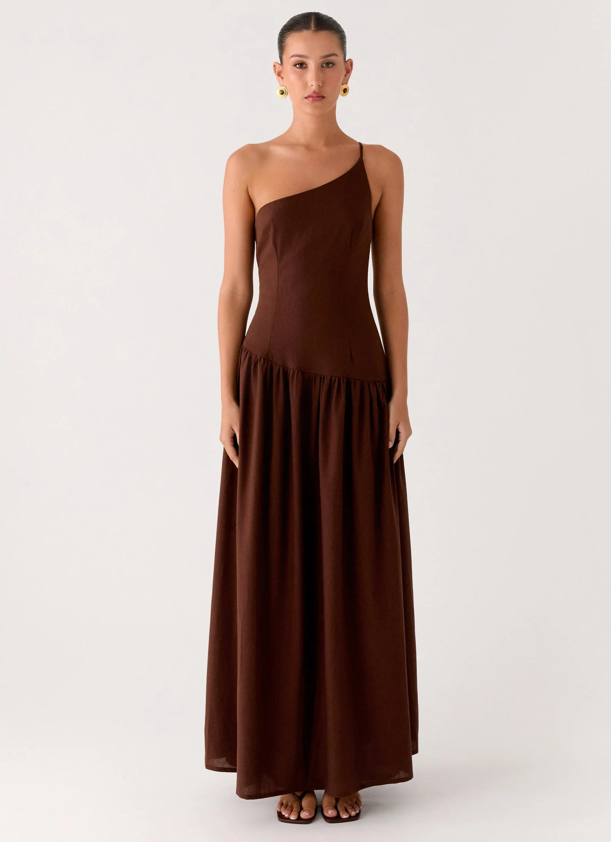Thinking About You Linen Maxi Dress Brown