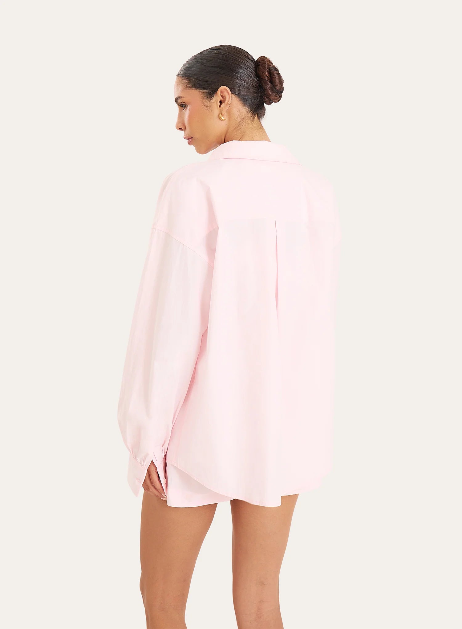 Light Pink Cotton Balloon Sleeve Shirt