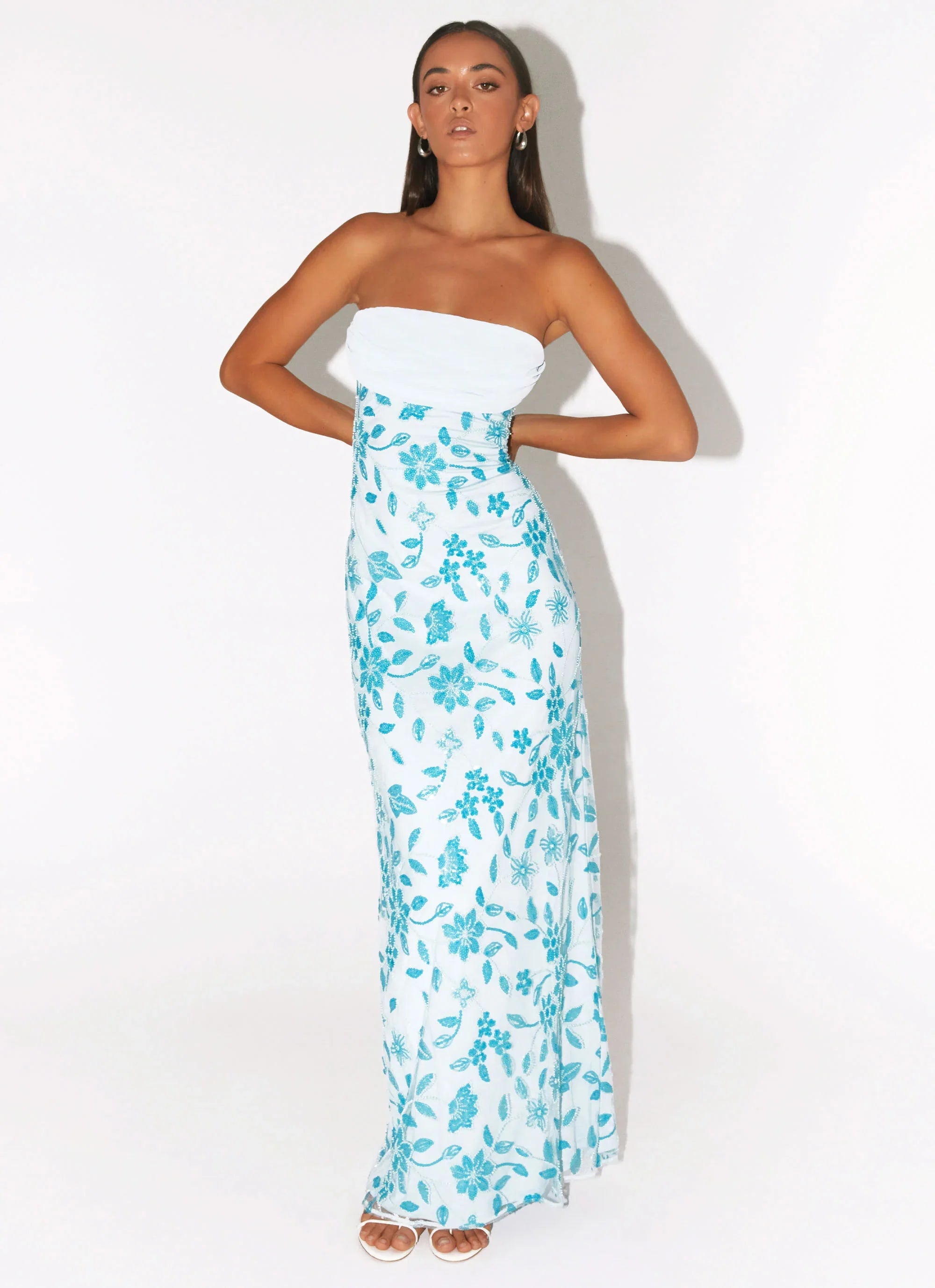Prism Beaded Maxi Dress Blue