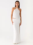 Griff Backless Jacquard Top White