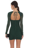 Mesh Long Sleeve Bodycon in Green