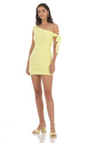 Off Shoulder Ruched Bodycon Dress in Yellow