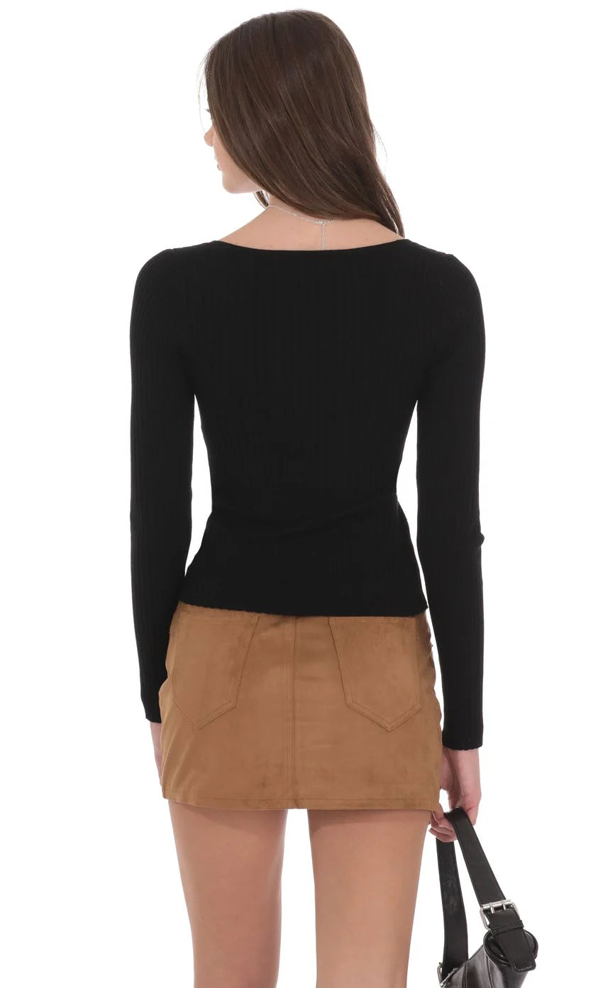 Suede Mini Skirt in Brown