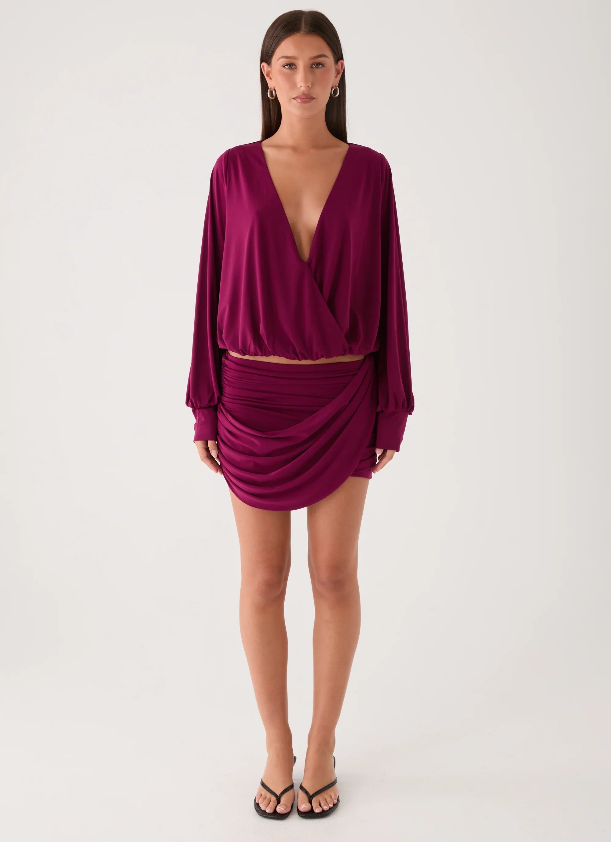 Ettah Wrap Mini Skirt Plum