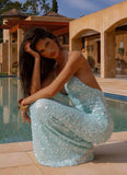 Ocean Views Sequin Maxi Dress Blue