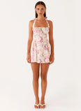 Rosalie Halter Mini Dress Vintage Pink Floral