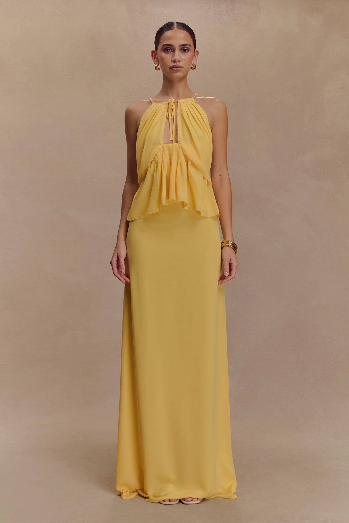 Katalina Chiffon Maxi Skirt Butterscotch