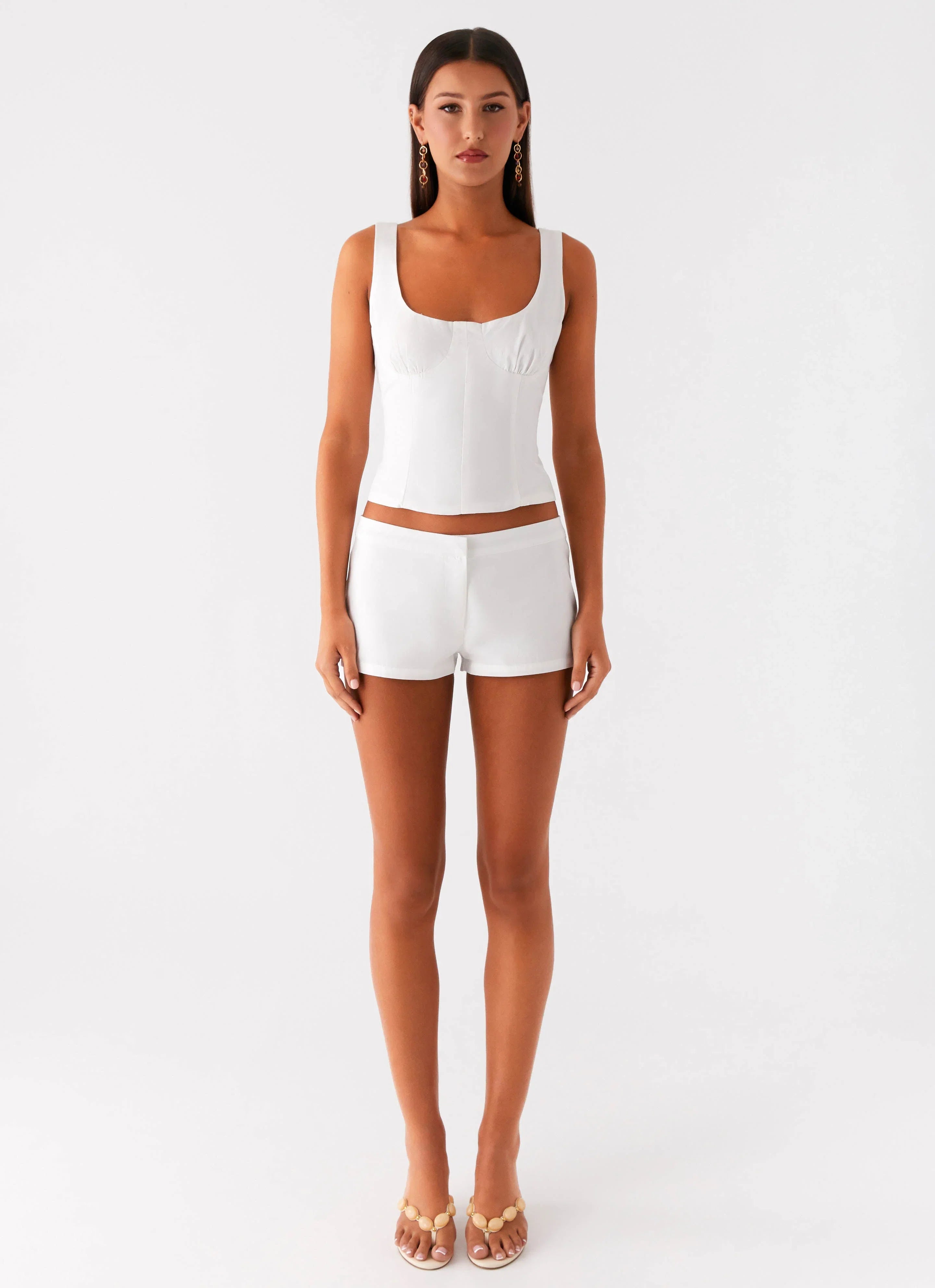 Coastline Cotton Micro Mini Shorts White
