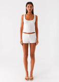 Coastline Cotton Micro Mini Shorts White