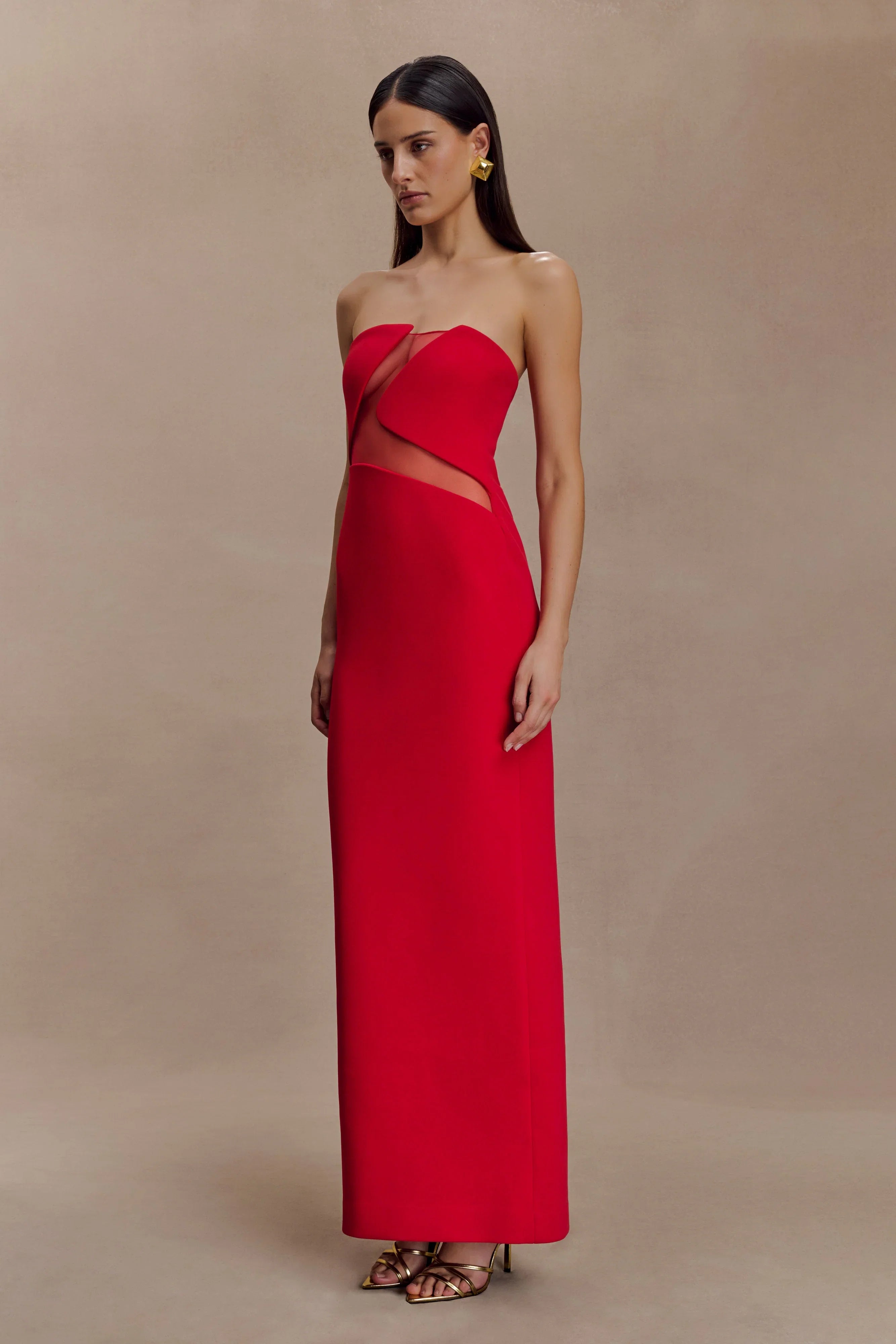 Lianne Strapless Maxi Dress Red