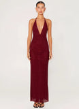 Keliese Beaded Maxi Dress Burgundy