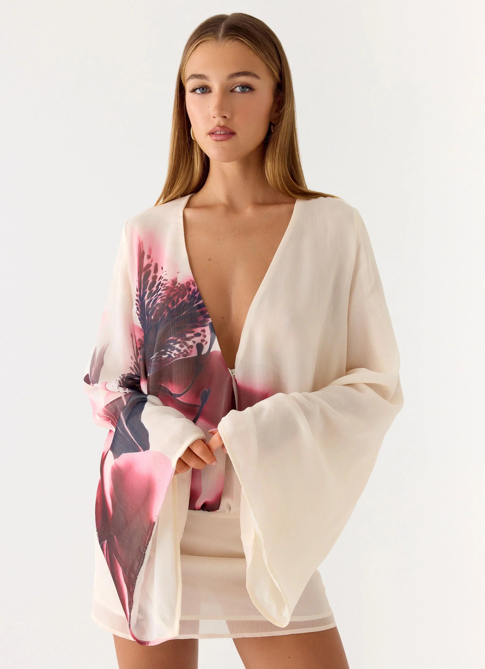 Junia Long Sleeve Mini Dress Velvet Bloom