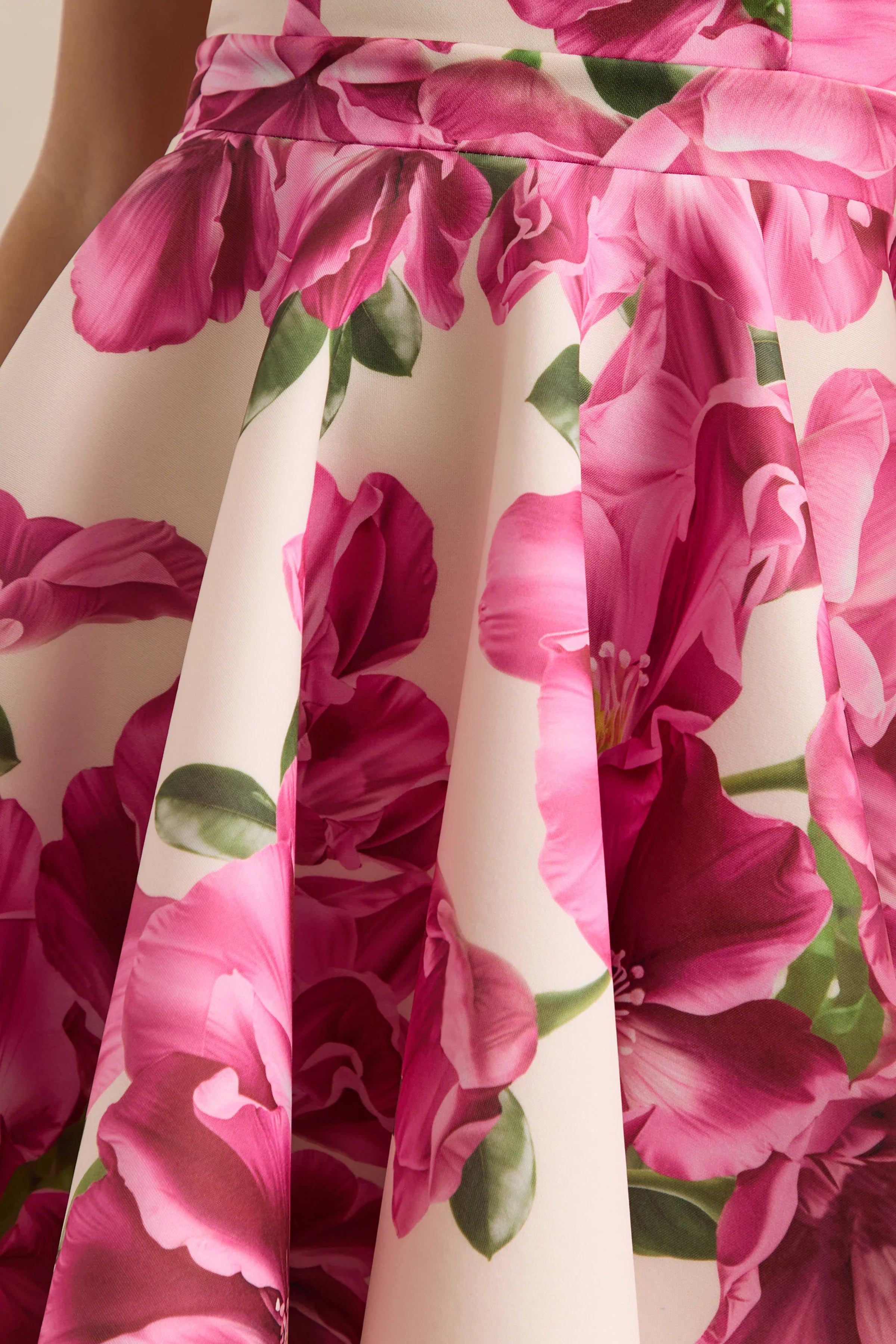 Waverly Pink Rose Print Racer Neck Sleeveless Skater Mini Dress