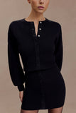 Xaden Wool Mix Knit Mini Dress Black