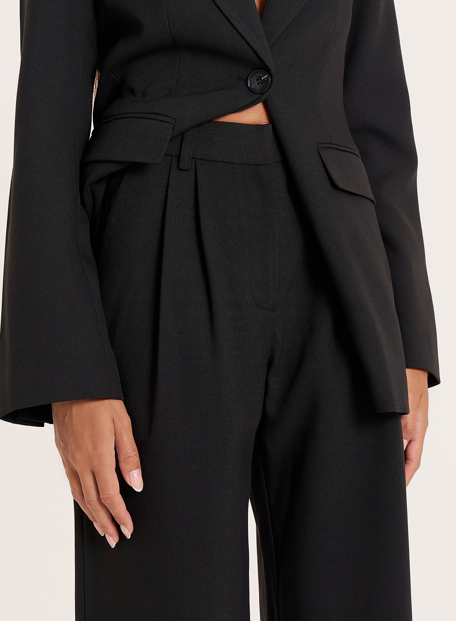 Black Tailored Straight Leg Trousers
